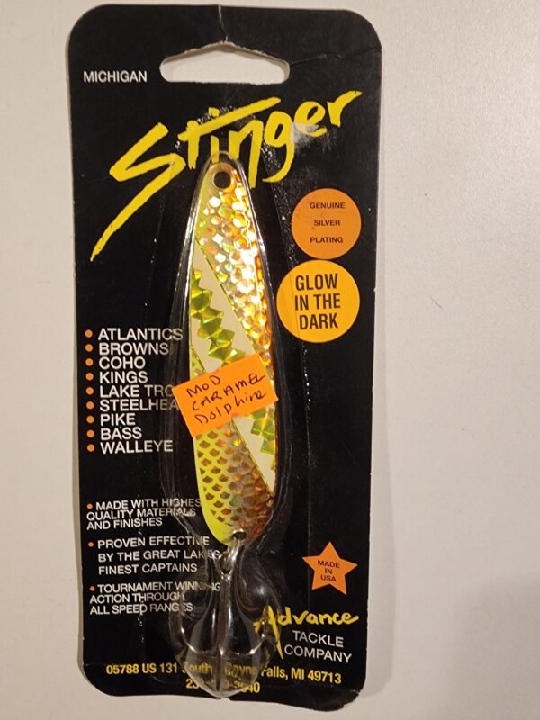 Michigan Stinger 3 3/4" Spoon: MOD Caramel Dolphin Glow in the Dark CH326