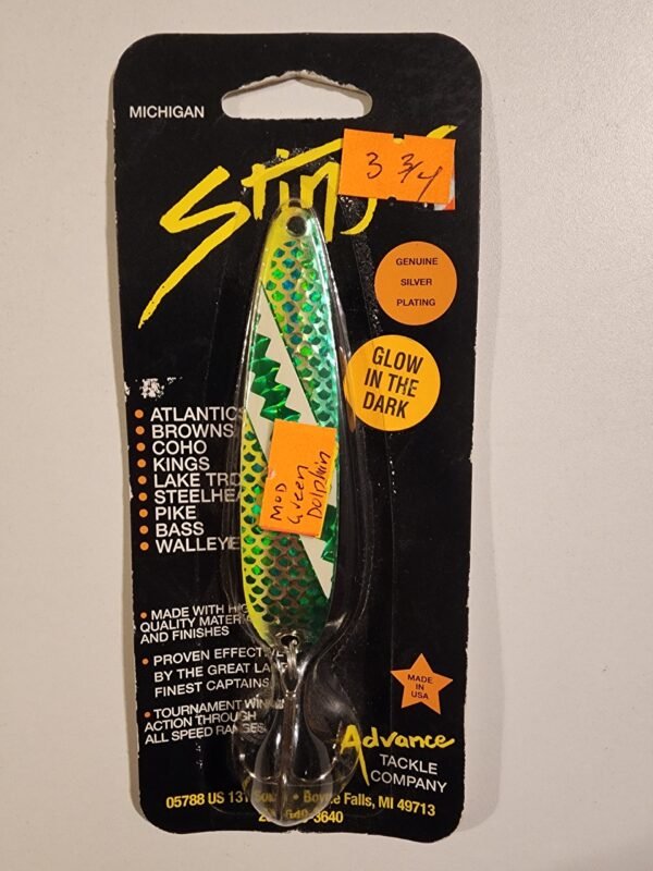 Michigan Stinger 3 3/4" Spoon: MOD Green Dolphin Glow in the dark