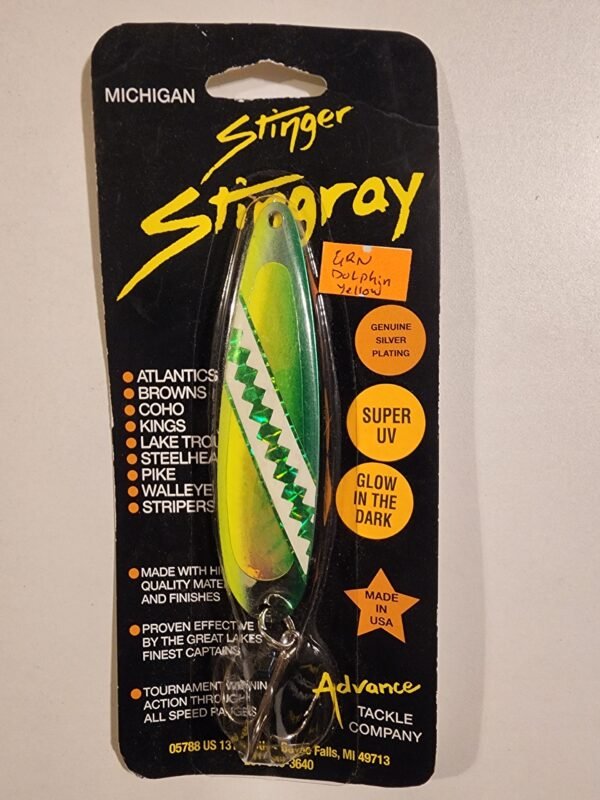 Michigan Stinger STINGRAY 4 1/4": Green Dolphin Yellow UV Glow in the Dark NS72YUV