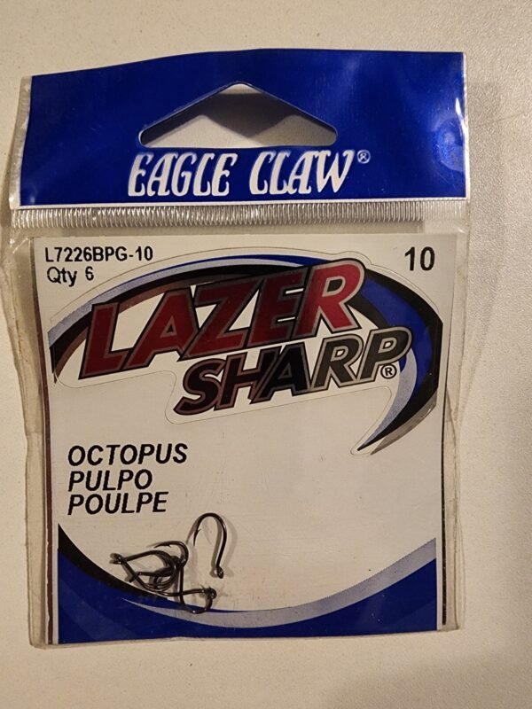 Eagle Claw Lazer Sharp Octopus Size 10 Qty 6 Black
