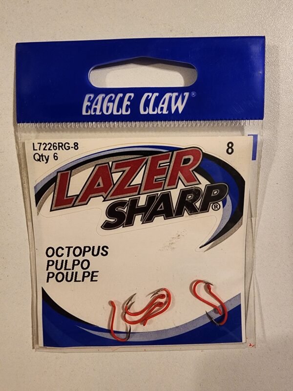 Eagle Claw Lazer Sharp Octopus Size 8 Qty 6 Red