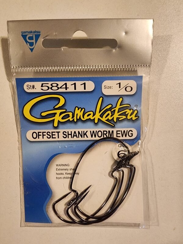 Gamakatsu Offset Shank Worm EWG Hooks: 1/0 Qty 6