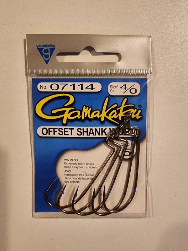 Gamakatsu Offset Shank Worm Hooks: 4/0 Qty 5