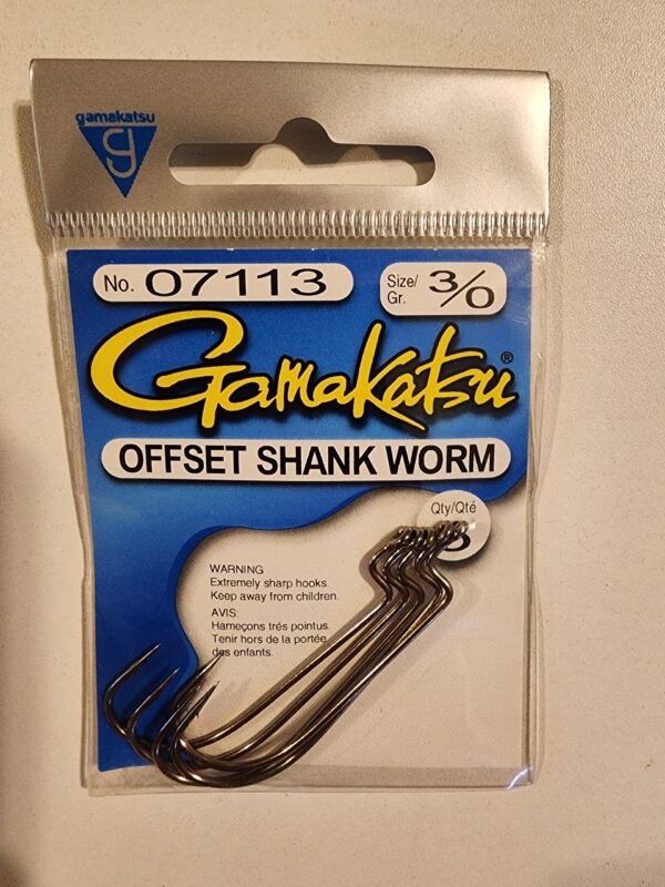 Gamakatsu Offset Shank Worm Hooks: 3/0 Qty 5