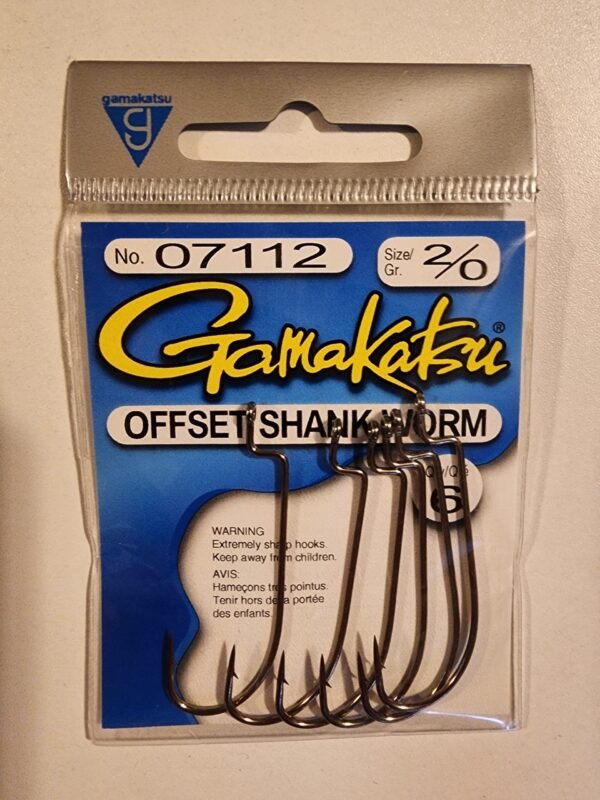 Gamakatsu Offset Shank Worm Hooks: 2/0 Qty 6