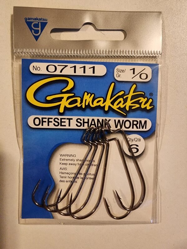 Gamakatsu Offset Shank Worm Hooks: 1/0 Qty 6