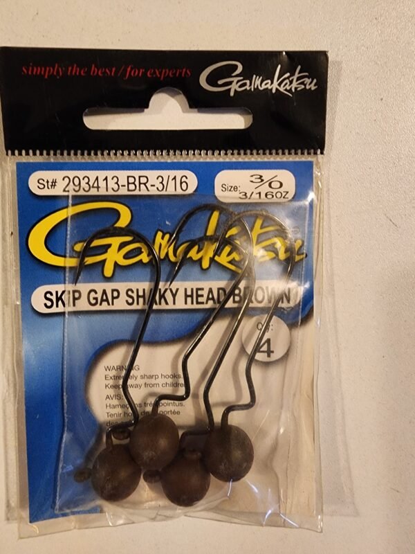Gamakatsu Skip Gap Shaky Head Brown Hooks: 3/16oz 3/0 Qty 4