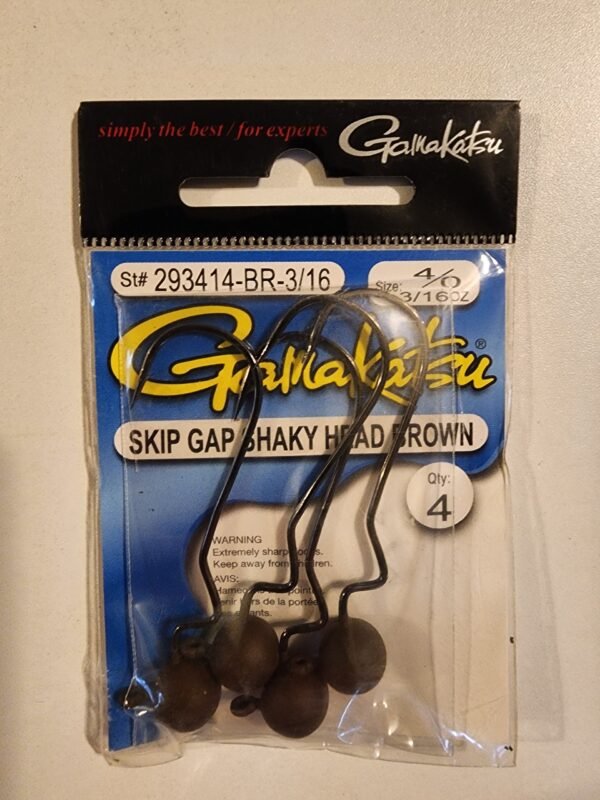 Gamakatsu Skip Gap Shaky Head Brown Hooks: 3/16oz 4/0 Qty 4