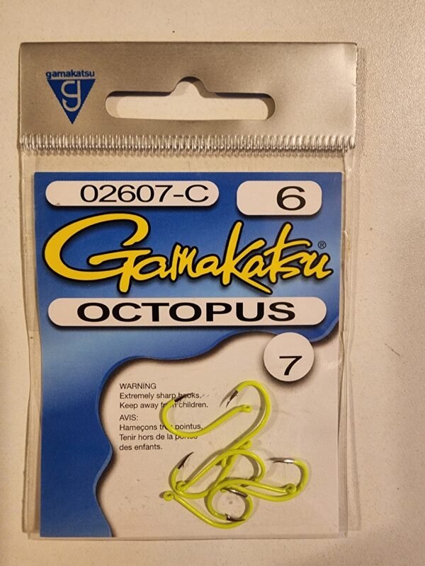Gamakatsu Octopus Hooks: Size 6 Qty 7 Chartreuse