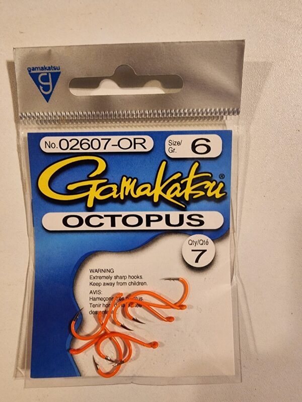 Gamakatsu Octopus Hooks: Size 6 Qty 7 Orange