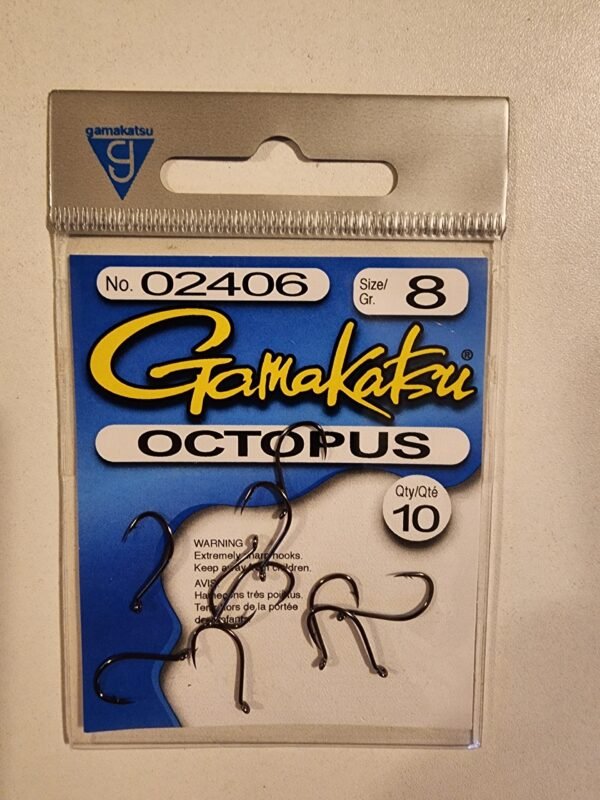 Gamakatsu Octopus Hooks: Size 8 Qty 10