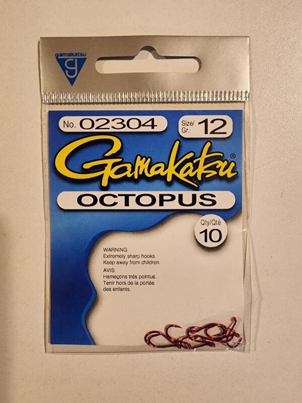 Gamakatsu Octopus Hooks: Size 12 Qty 10 Red