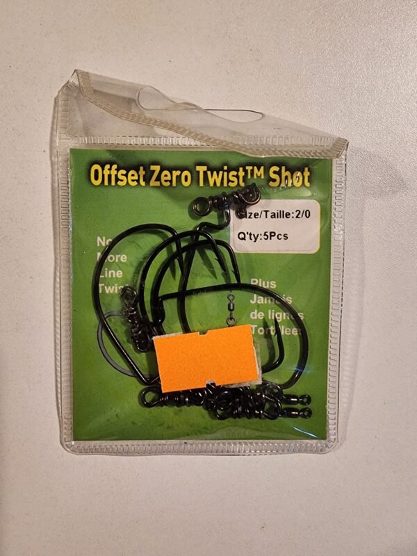 Offset Zero Twist Shot hook: Size 2/0 Qty 5