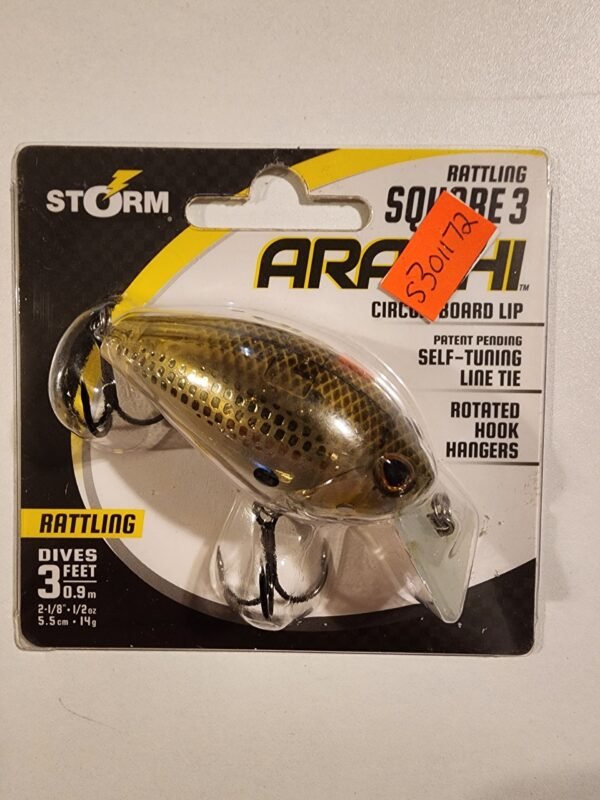 Storm Rattling Square 3 Ashshi Crankbait: 2 1/8" 1/2oz- Blk/Gold/silver-Clear