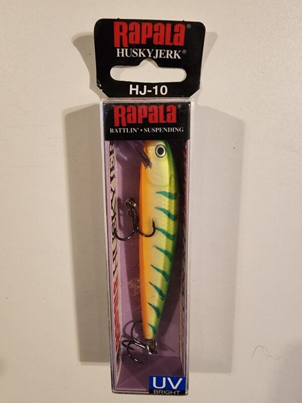 Rapala HuskyJerk HJ-10 4" 3/8oz 4-8ft: Green Tiger UV