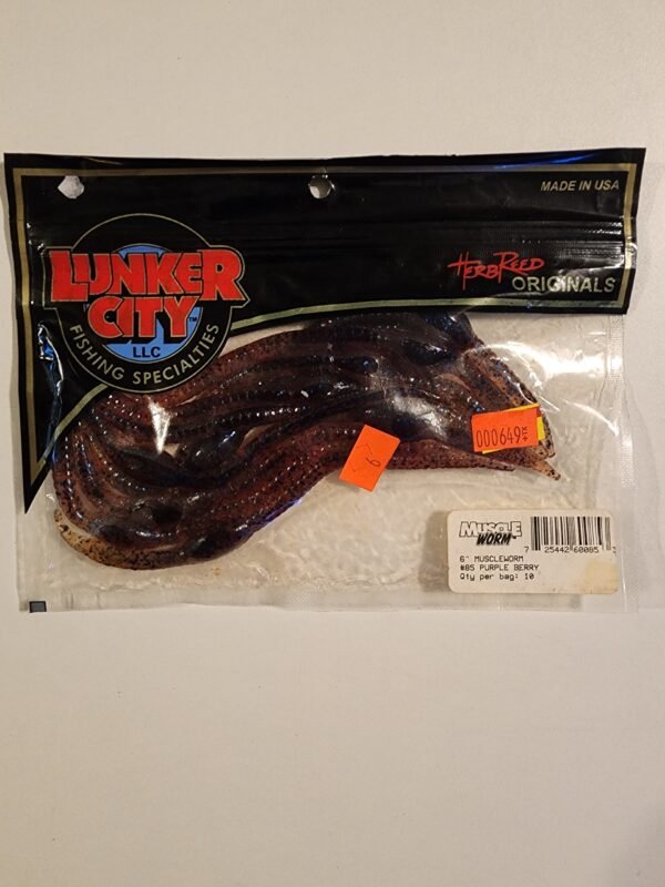 Herb Reed's Original Lunker City Muscle Worm 6": Purple Berry