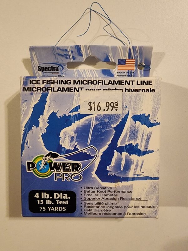 PowerPro Ice fishing Microfilament line 15lbs 4lbs Dia. 75yds Blue
