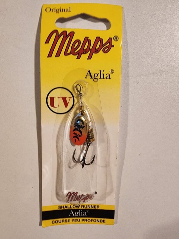 Mepps Original Aglia UV Shallow Runner SIZE 1 Blade: B1 Gold/Orange