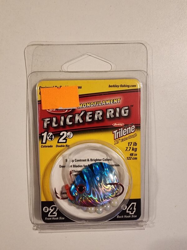 Berkley Flicker Rig Colorado Blade #4, #2 front Hook #4 Rear hook: Blue Tiger