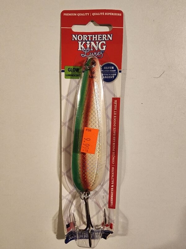 Northern King Lures Magnum 5/8oz Silver Plated Backing: Army Truck Glow (Green/purple/white)